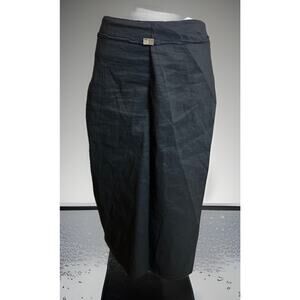 VTG ULI SCHNEIDER Silk Midi Skirt Germany Black Silk Paneled Wrap Retro Size 8